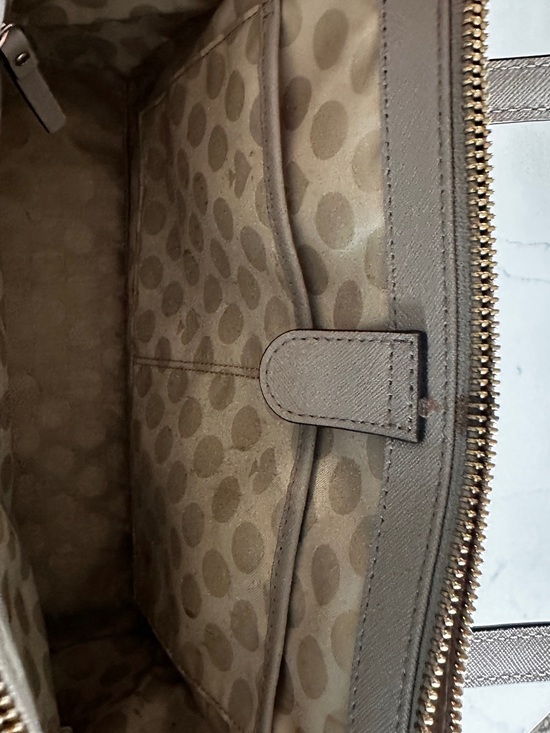 Kate Spade New York Madison Metallic Saffiano Pvc Small  kate spade Light Gray Saffiano Leather Satchel with Gold Hardware